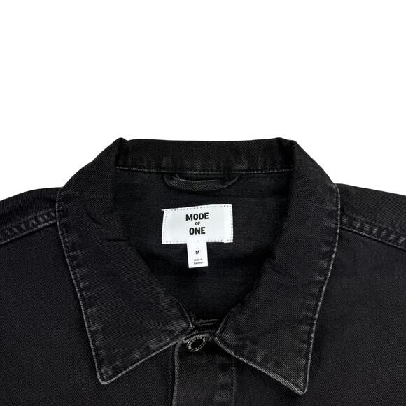 Mode of One Mens Regular Fit Denim Trucker Jacket Black M - Picture 3 of 6